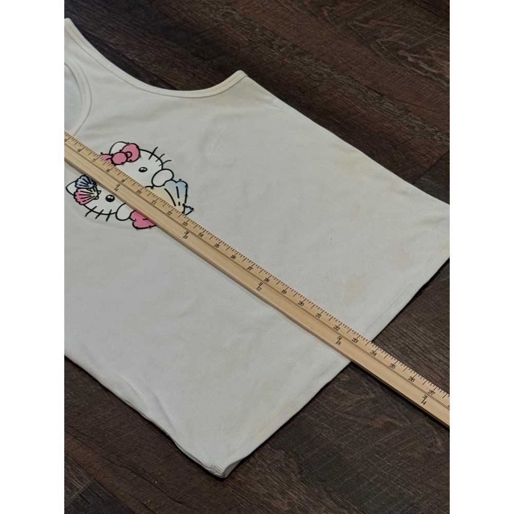 Forever 21 Hello Kitty Ribbed Tank Top Plus Size 1X Cream Rhinestone Shell - Picture 6 of 6